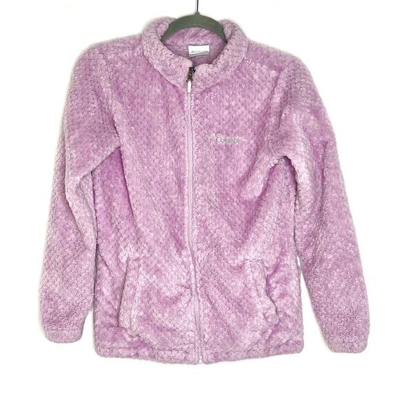 Columbia Lavender‎ Pink Girls Sherpa Fleece Style Jacket Sz L 14/16 Full Zip - Picture 1 of 7